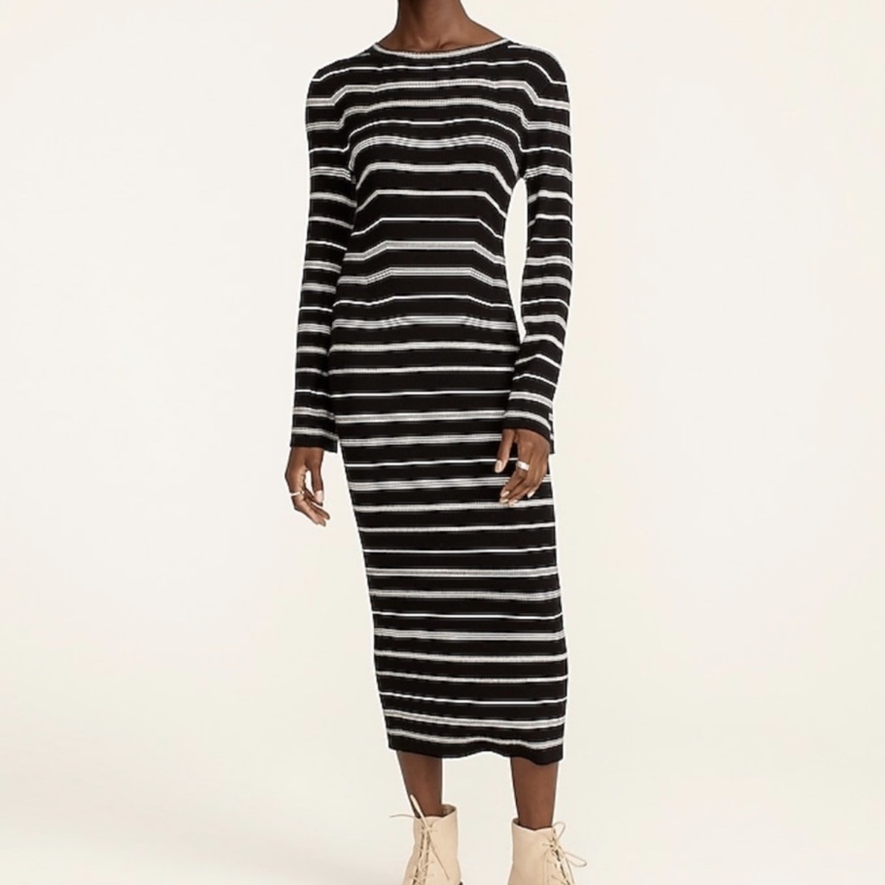 * New J Crew Dress Stripes Bodycon Sweater Stretch SZ Medium *